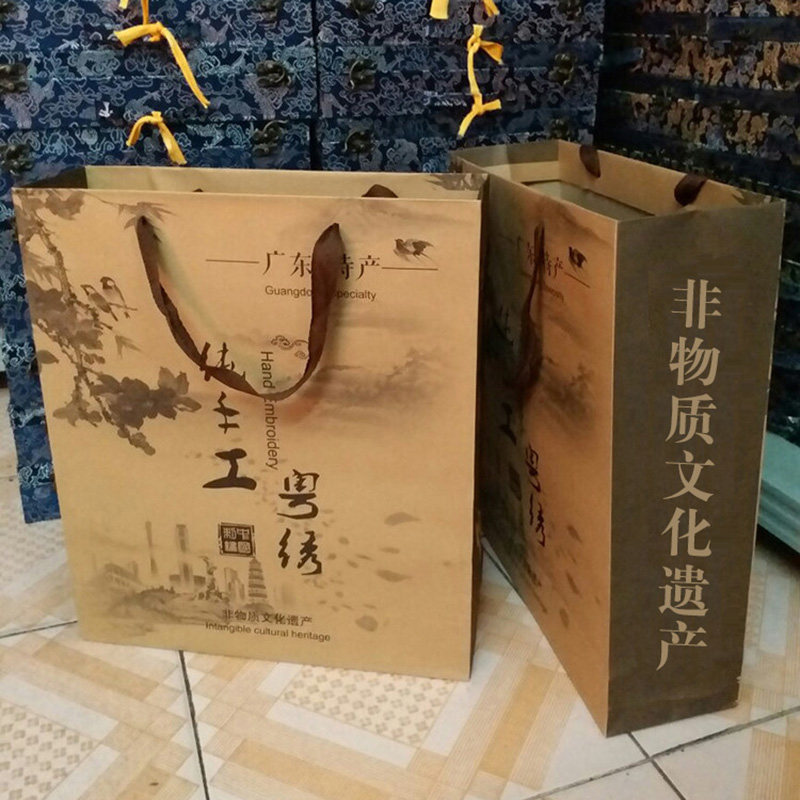 广绣粤绣纯手工小绣双面绣台屏风摆件刺屏木棉花广州特色工艺品