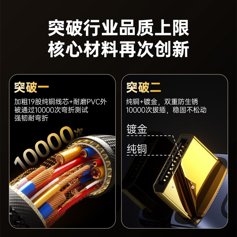 d笔线高.4数据连接线8K高清4k240hz1刷电脑显示器p记本延长
