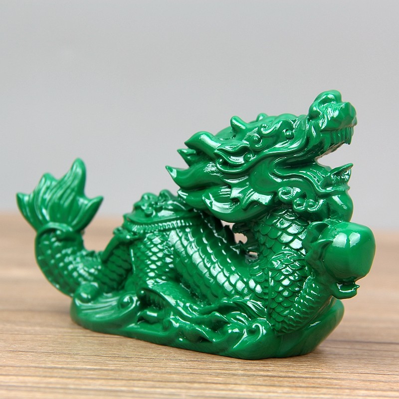 绿色木雕龙摆件实木龙木质十二生肖青色木龙工艺品招财龙吊坠摆件