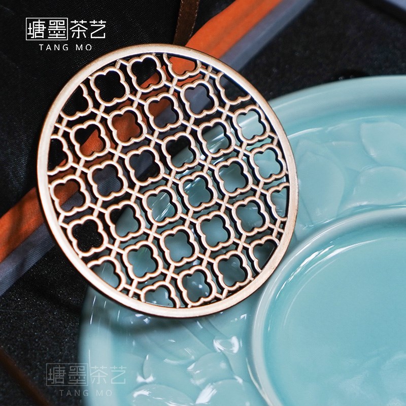 陶瓷梅子青壶承手工青瓷影雕复古干泡台盖碗茶盘茶壶底座茶道配件
