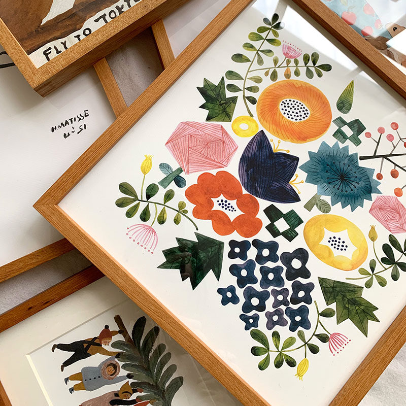 鸟的世界照片墙餐厅精现客画挂厅背景墙致代装饰画柚木实木有框画