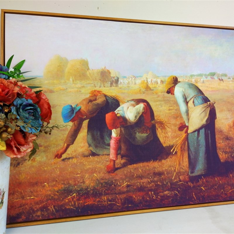世界名画复制品米勒拾穗者油画欧式古典人物画装饰画酒店餐厅挂画