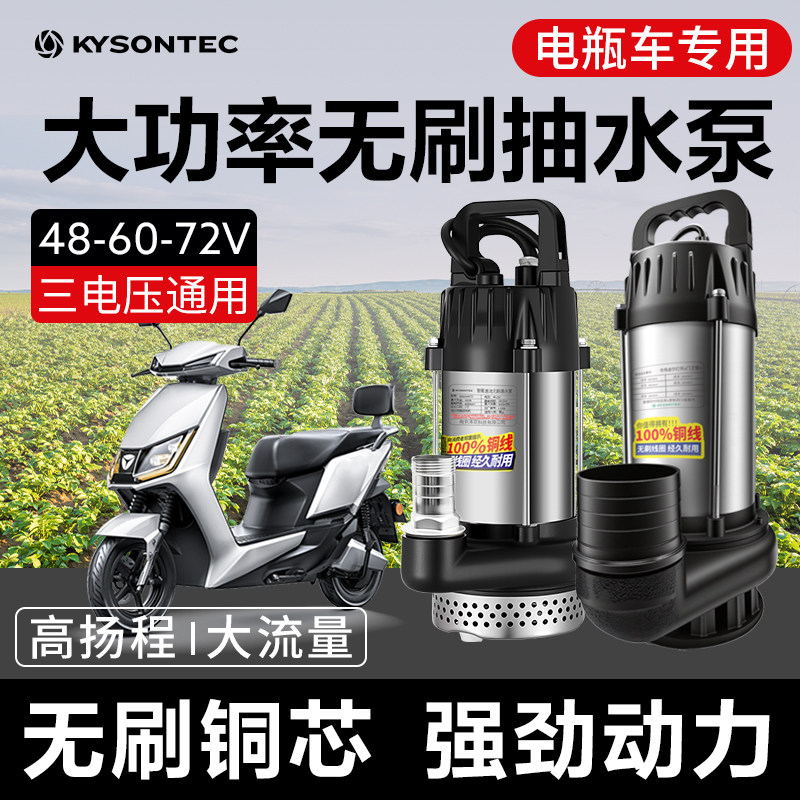直流潜水泵48V60V72V电动电瓶车专用抽水泵浇菜农用灌溉无刷电机
