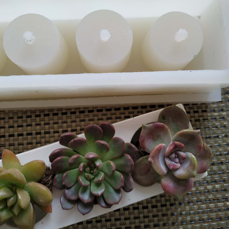 四孔泥约硅胶模具水简多肉花盆物植绿盆景室内家用长方形模具硅胶