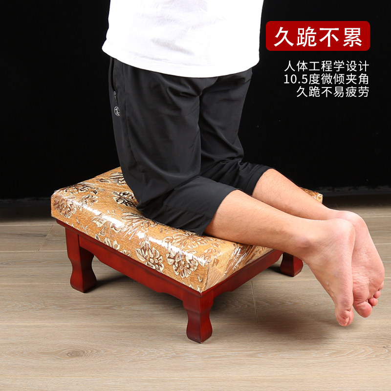 实木实垫跪垫家缎拜木蒲团拜垫加厚拜凳莲花用面打坐禅修磕头垫子