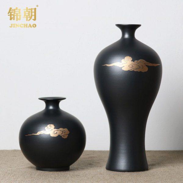 新中式复古金色祥云摆件样板房茶室软装饰品玄关电视柜茶几博古架