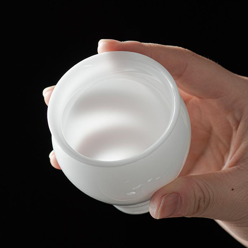 冰种羊脂玉瓷美人杯 陶瓷功夫品茗杯闻香杯 白瓷小号茶杯缸杯单杯