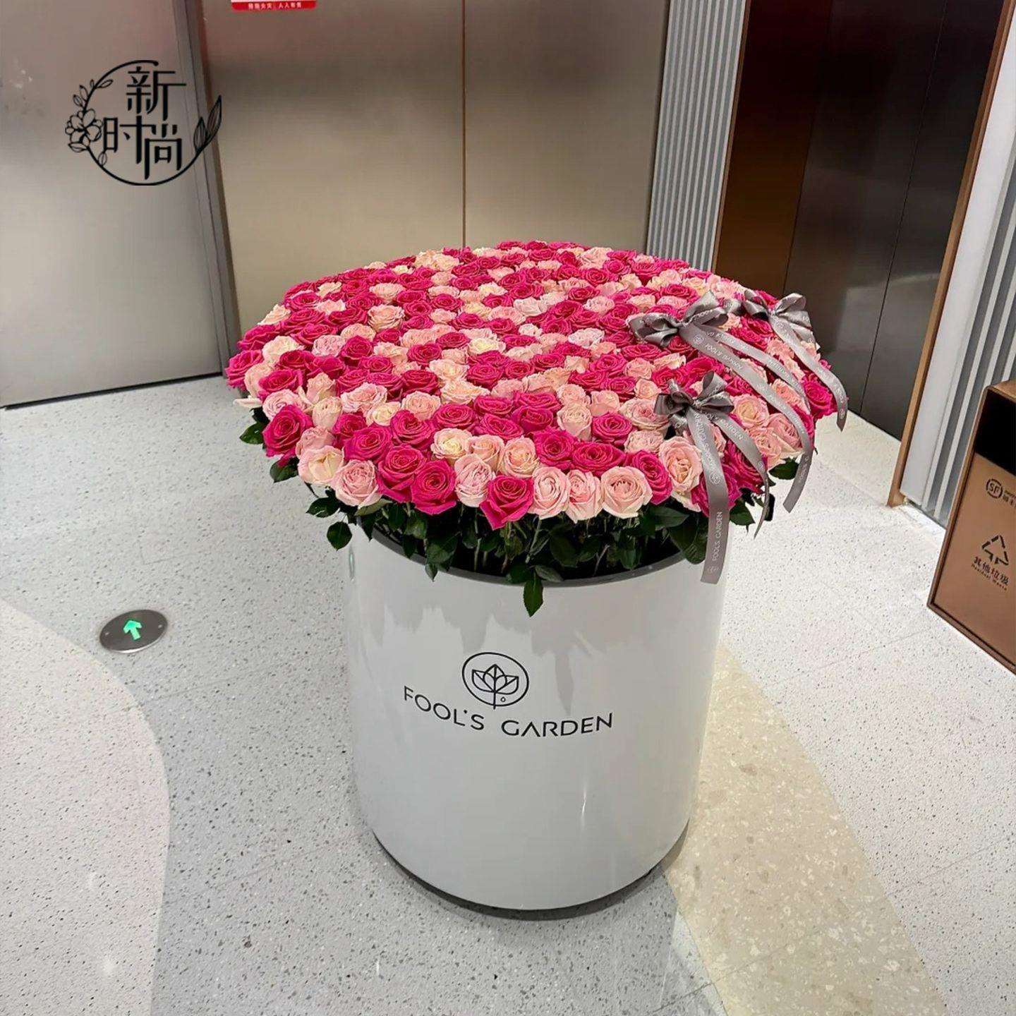 七夕情人巨型超大带轮玫瑰花桶结婚婚庆场景布置摆件花店花艺材料