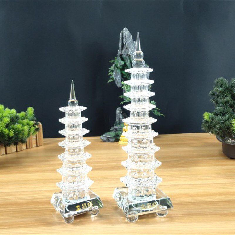 水晶文昌塔书房桌面摆件七7层9层客厅柜台摆件人造水晶工艺品发光