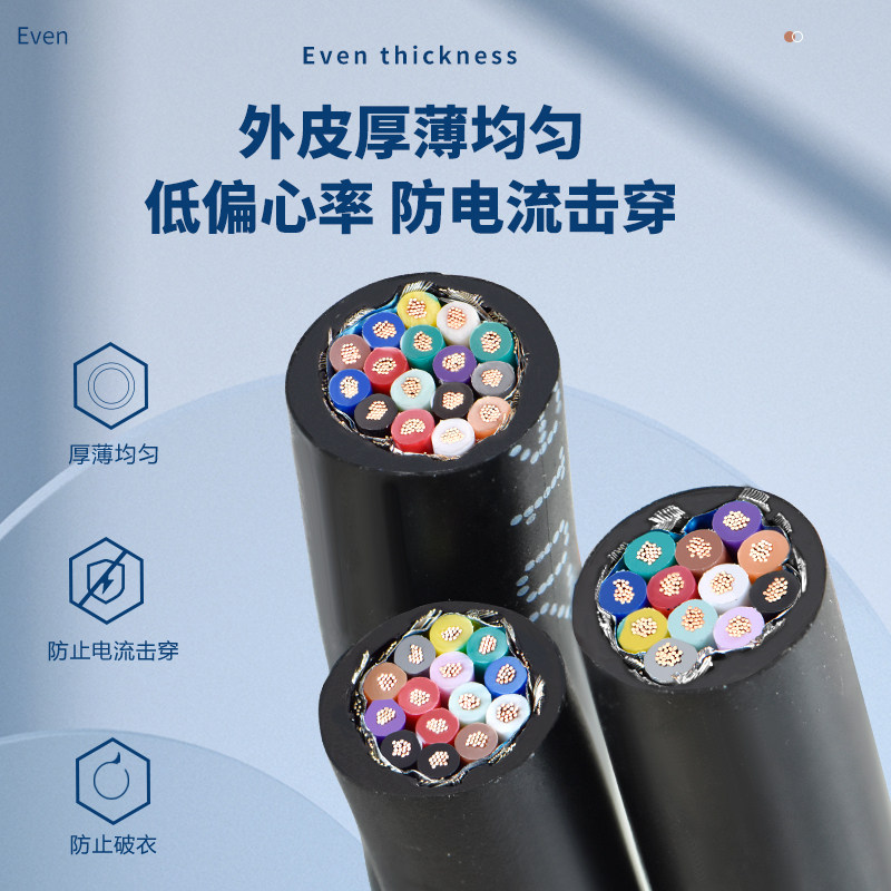 0VVP屏蔽线12 14 16 20多芯R.15平0.2 0.30.5 方信号软电缆控制线