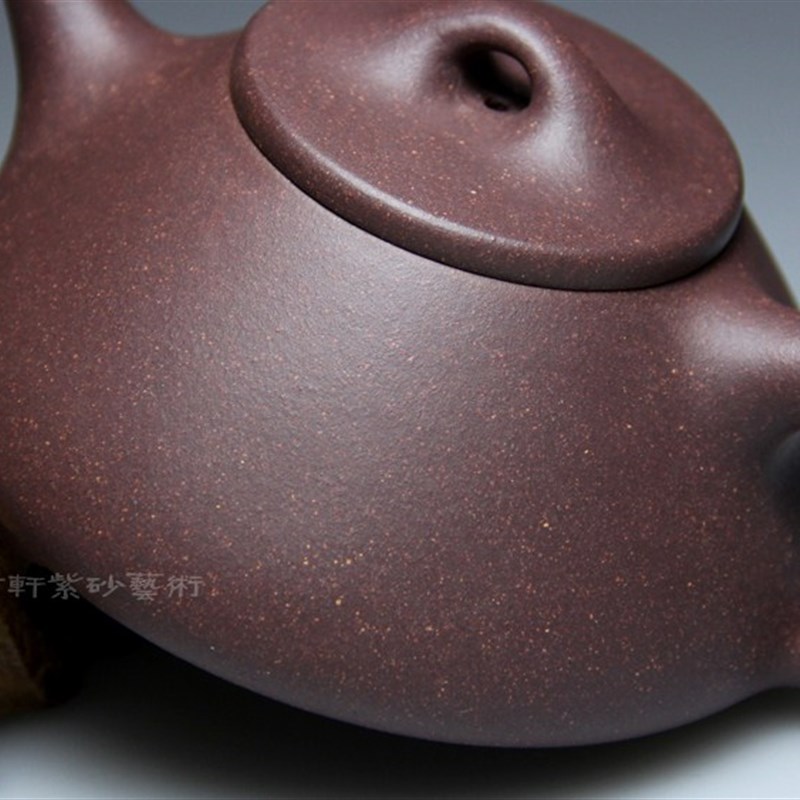 宜兴紫砂壶茶壶 名家小竹纯原矿老青灰紫泥280CC手工石瓢壶