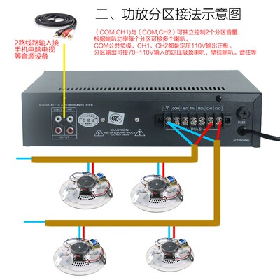 SILO功G背景音乐吸顶壁挂喇叭音响音响防水音柱UBBN放机80w