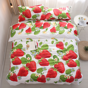 3D大草莓床单单件纯棉加厚斜纹布100全棉单人1.2米双人1.51.82.0m