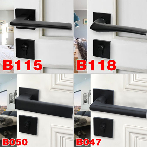 美式黑色门锁静音分体锁室内房门锁卧室家用卫生间门锁实木门把手