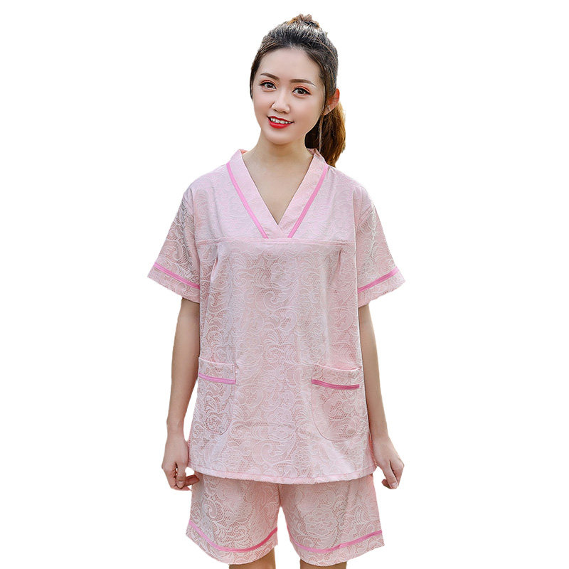 汗蒸服女款提花桑拿服大码男洗浴中心睡浴服按摩服提花