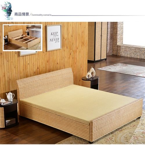 藤床实木双人1.8米藤艺大床藤条编织床藤编双人床婚用藤席大床