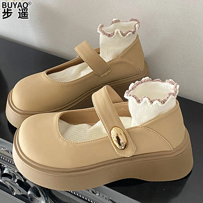 真皮玛丽珍鞋2026春季新款小皮鞋日系jk单鞋厚底增高配裙子女鞋子