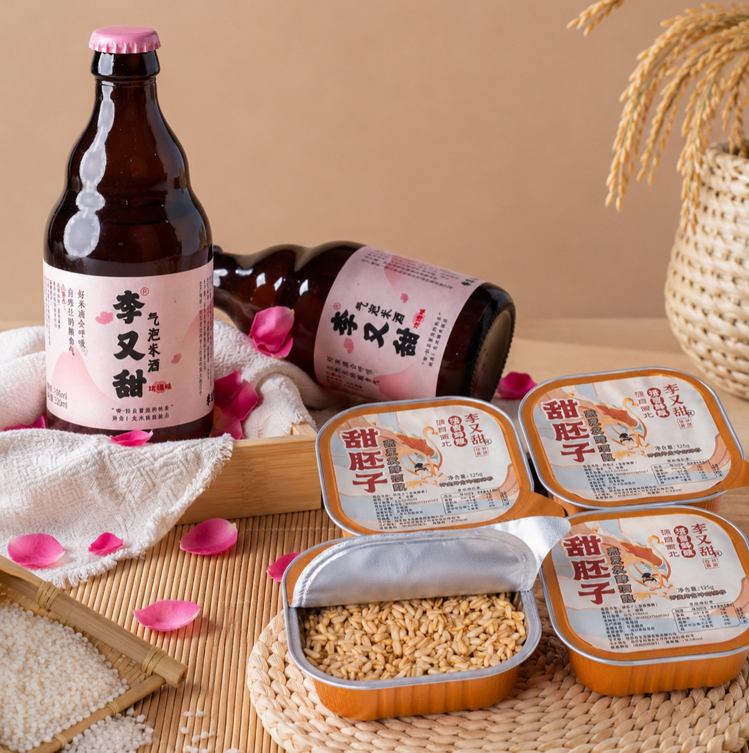 李又甜气泡米酒米酒+甜胚子（燕麦酒酿）甜醅子 燕麦发酵