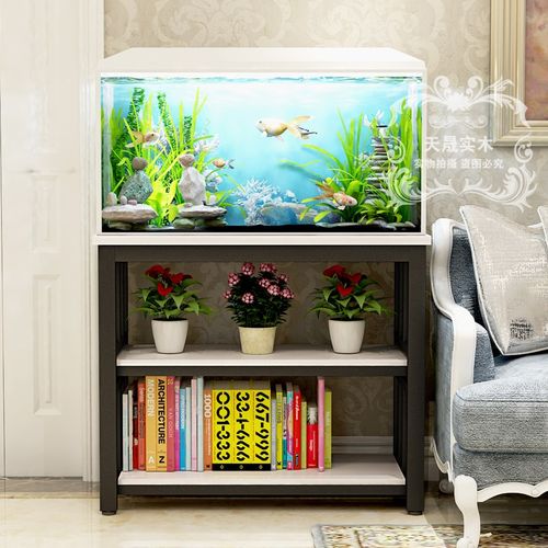 实木鱼缸柜子底柜钢木铁艺客厅小型水草缸水族箱底架置物架子定做