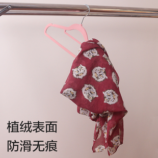 加厚植绒衣架家用防滑无痕绒面出口日式女士衣柜衣挂38cm塑料衣撑