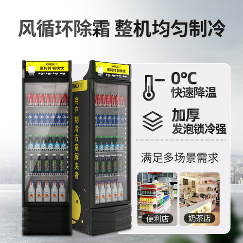 星星冷藏柜230F饮料柜便利店冷藏展示柜超市商用冰箱立式展示冰柜