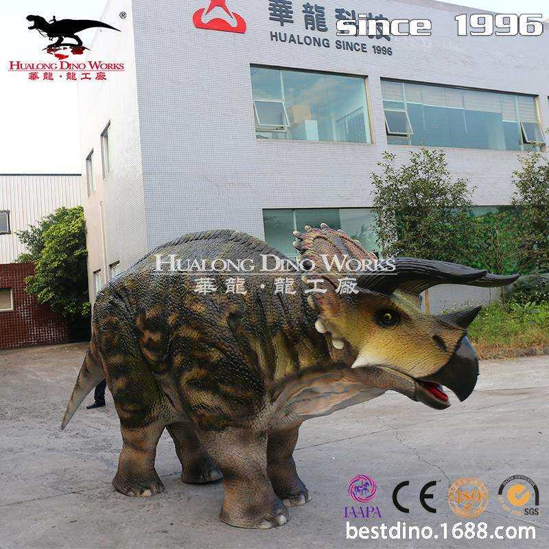 舞台巡演道具仿真恐龙皮套人穿行走三角龙皮套 自贡仿真恐龙厂家.