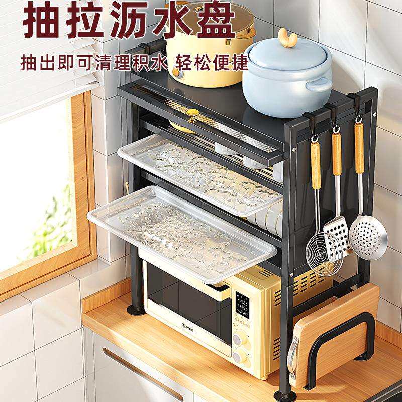 带柜门多功能厨房微波炉置物架台面碗柜烤箱碗碟沥水架柜子储物柜