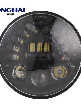 新款7寸适用牧马人哈雷前大灯led前照灯改装车灯远近光透镜70w