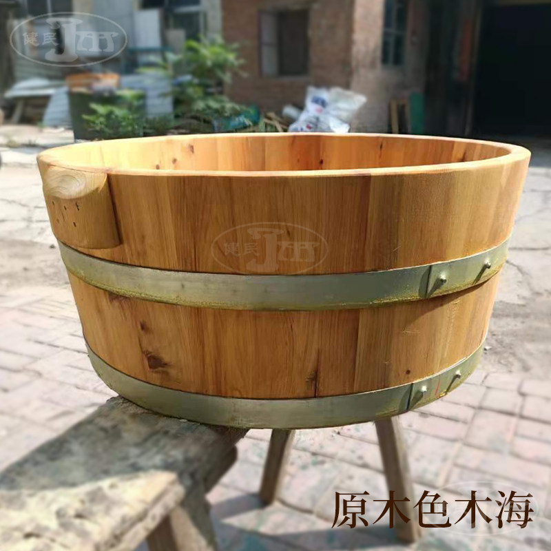 香盆型宠物金鱼缸大木鱼盆圆形养鱼柏实木古法纯手工木海木桶