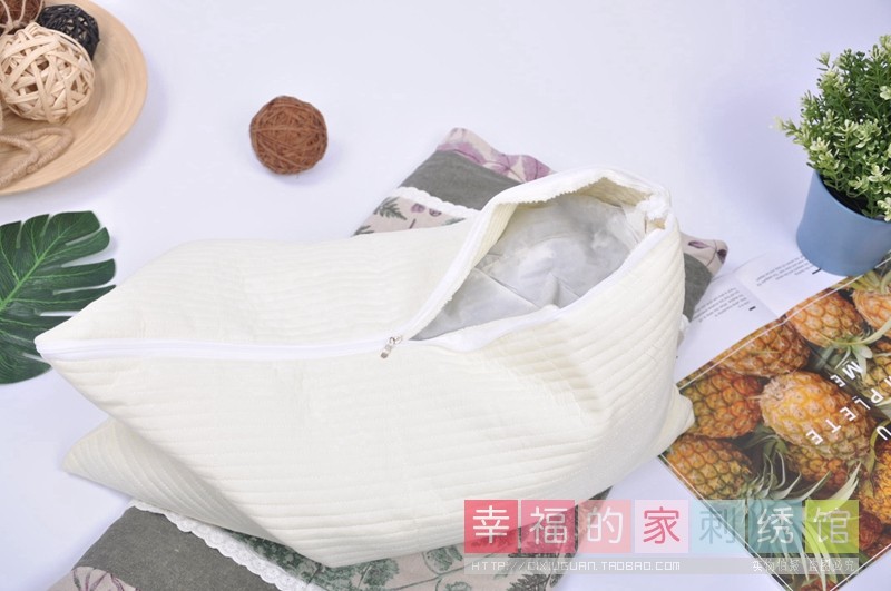 韩国进口面料棉麻荞计枕头颈椎枕学麦双层内胆拉链设生自由调节