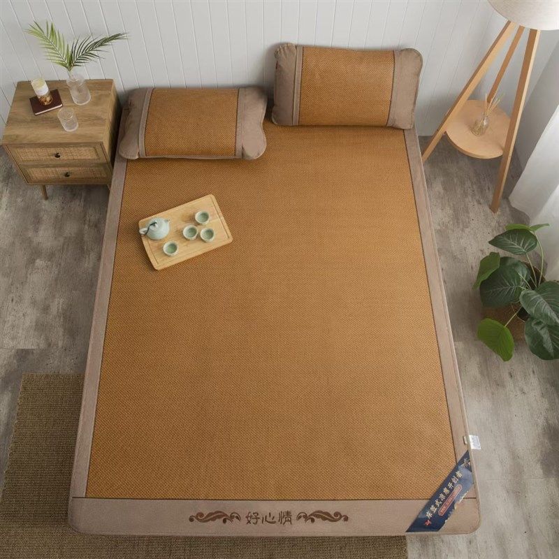 瑞.好心情席道 柏藤三件套床笠式1.藤米折叠5席子加厚凉席1兹8m床