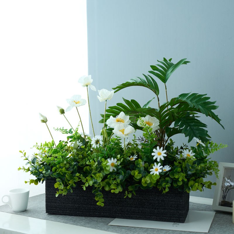 仿真花假绿植室内桌面花箱客厅玄关电摆饰装柜品花艺视件组合造景