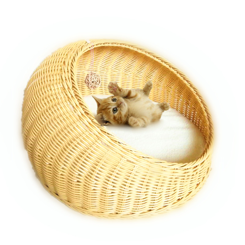 夏季泰编猫窝四季通用水屋可猫洗藤迪小狗窝睡觉凉爽半封闭宠物窝