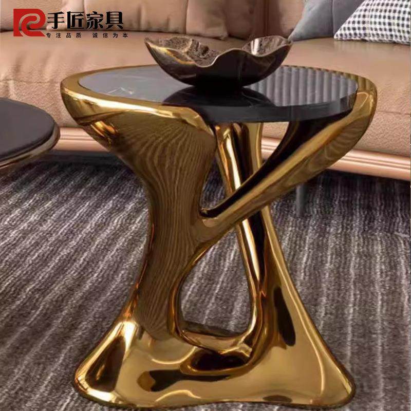 创意边几意式轻奢大理石茶几客厅沙发角奖杯异圆形小边桌金属骨架,商业/办公家具,公共椅,淘宝优惠券,粉丝福利购,淘宝优惠卷