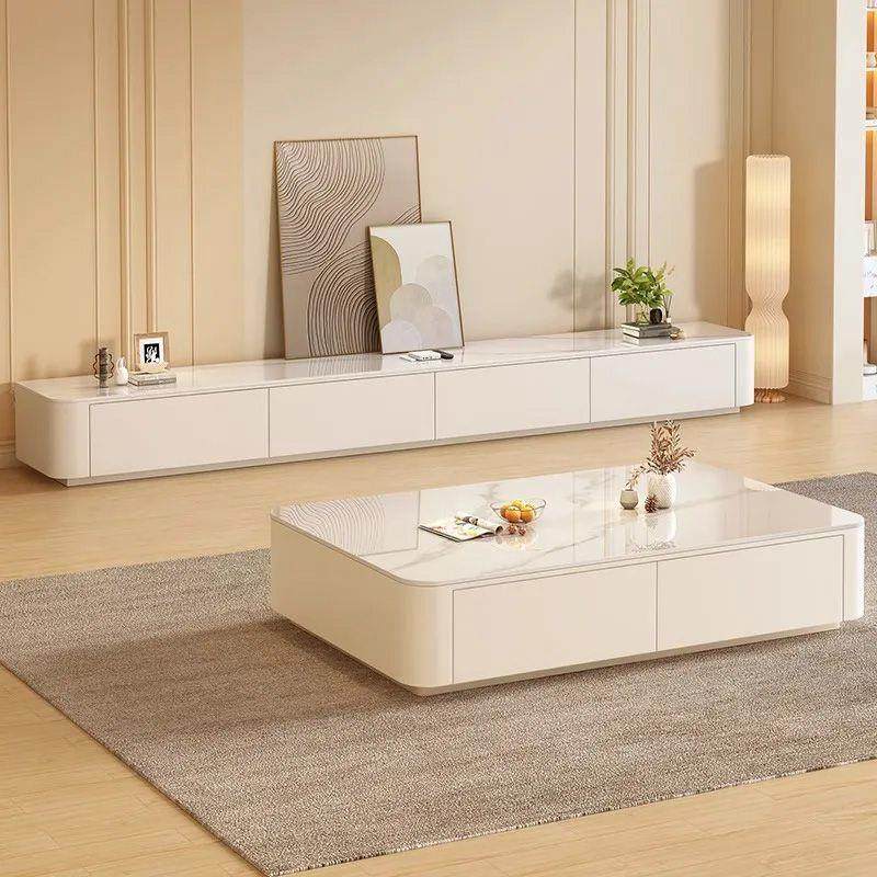 奶油风家用客厅小户型落地钢化玻璃茶几电视柜组合客厅电视柜套装,模玩/动漫/周边/娃圈三坑/桌游,模型制作工具/辅料耗材,淘宝优惠券,粉丝福利购,淘宝优惠卷