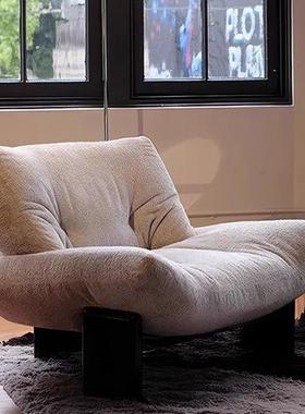 轻奢设计师休闲沙发椅Emmi埃米皮艺布艺休闲椅极简白蜡木洽谈椅