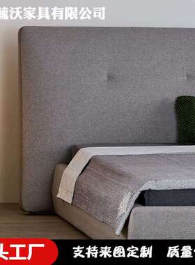 北欧宽屏灰色1.8m床现代设计师别墅酒店主卧室风床简洁优雅双人床