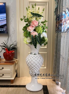 树脂欧式落地大花瓶仿真插花艺套装摆件客厅样板间酒店装饰工艺品