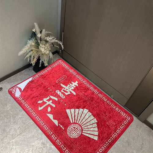 PVC水晶板地垫带膜耐脏好打理免洗入户门垫红色透明膜一擦即净垫