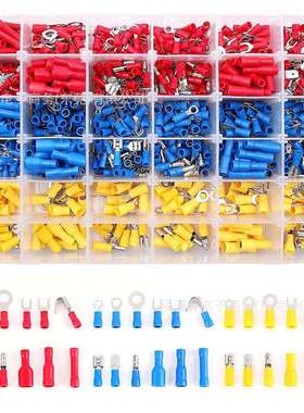 跨境840pcs盒装冷压橡胶绝缘接线端子,插簧/O型/U型组合套装