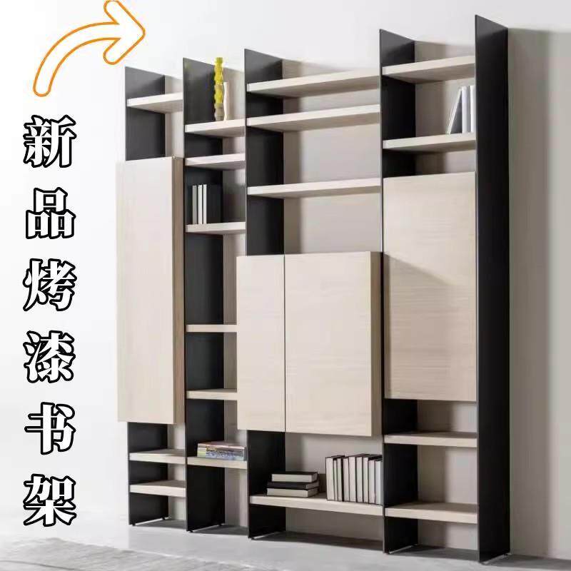 意式极简烤漆书柜实木书架书房储物柜靠墙装饰酒柜文件柜摆柜包邮