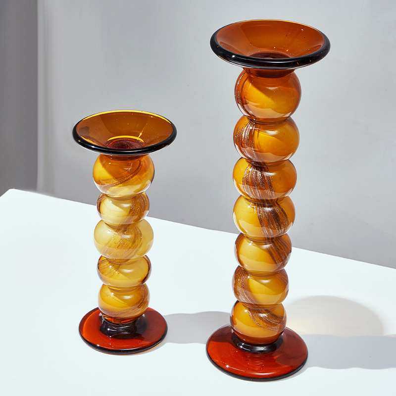 定制现代轻奢手工琥珀色琉璃烛台高级中古风家居摆件样板间装饰,3C数码配件,摄像机配件,淘宝优惠券,粉丝福利购,淘宝优惠卷