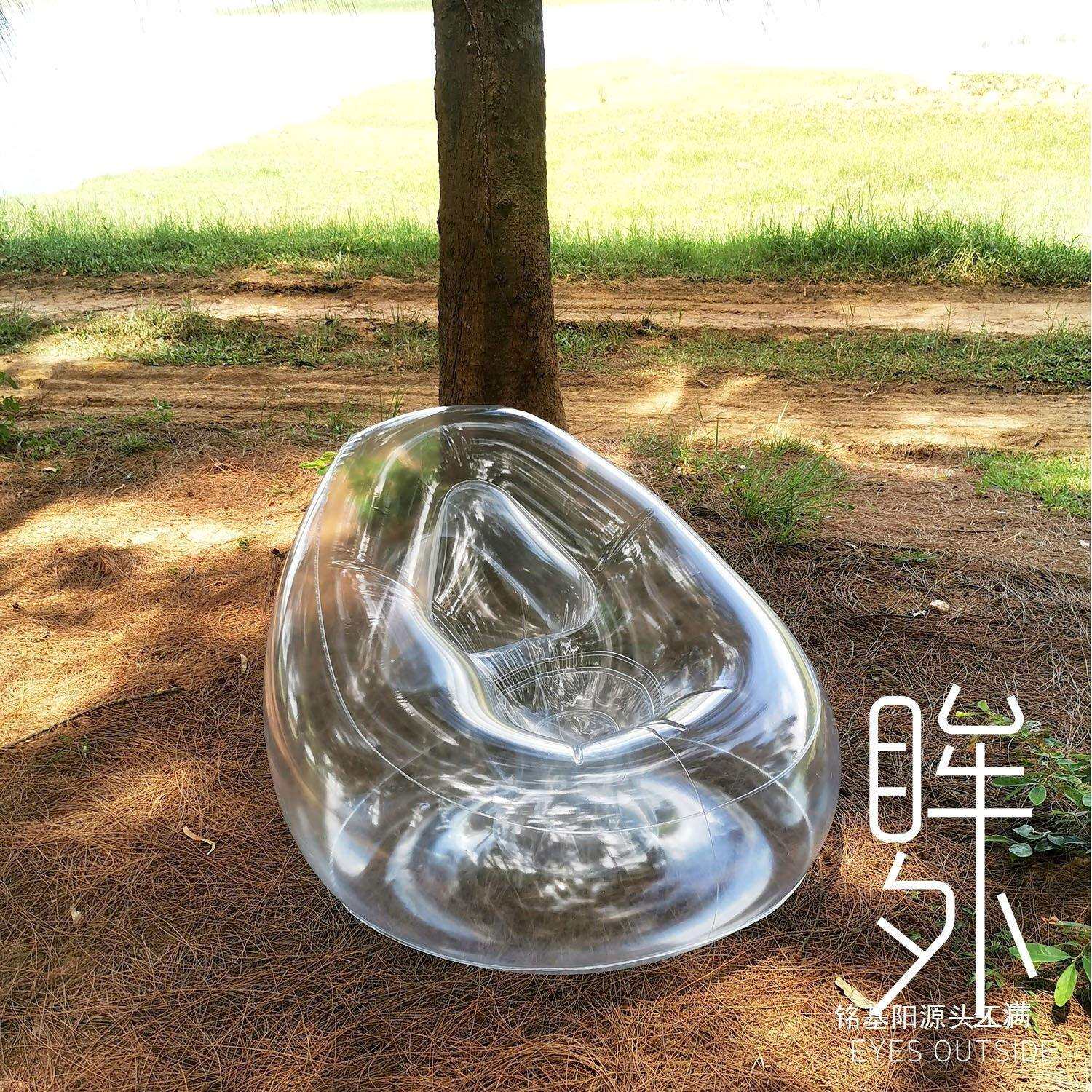 眸外透明充气沙发艺术单人椅子户外露营便携网红拍摄道具娃娃收纳