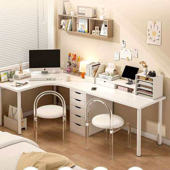 转角书桌带抽屉拐角台式电脑桌卧室7字型学习桌家用办公桌L型书桌