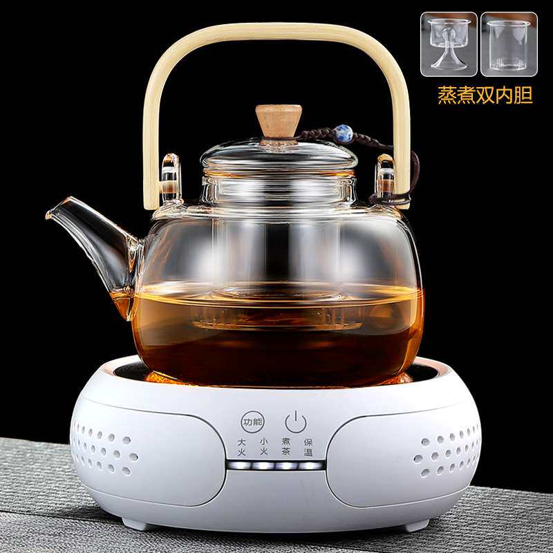 电陶炉加热玻璃烧水壶蒸煮茶壶家用陶壶茶具全自动小型煮茶器套装
