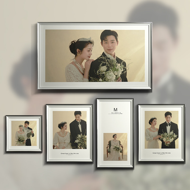 婚纱照相框相册套系制作高端影楼结婚照片墙定制床头放大组合挂墙