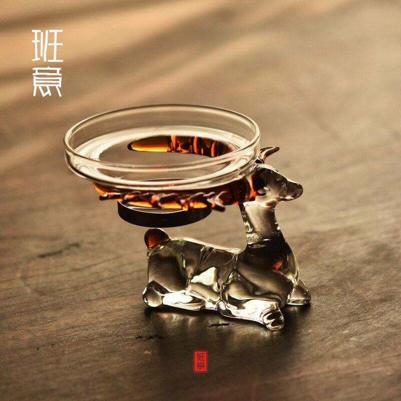 玻璃茶漏创意梅花鹿茶叶过滤器漏斗网茶隔托架可爱功夫茶具配件图片