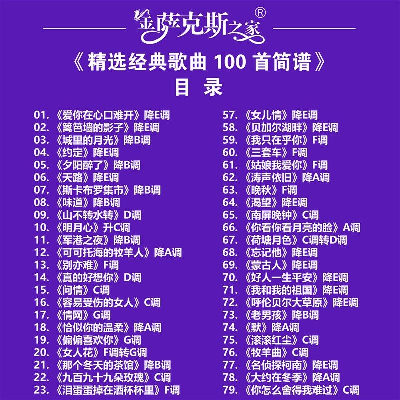 150首萨克斯经典歌曲 光跟跟奏形示(在线光标标奏式范伴奏视频)