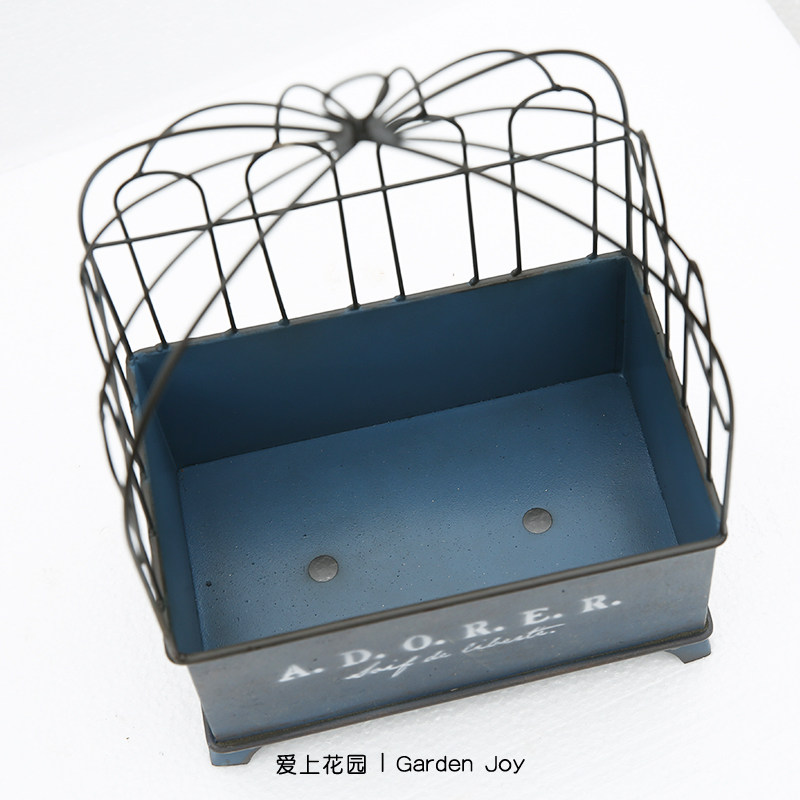 可上花园丨园艺摆货 铁艺花盆花桶挂件杂件 爱悬挂四足鸟笼花盒