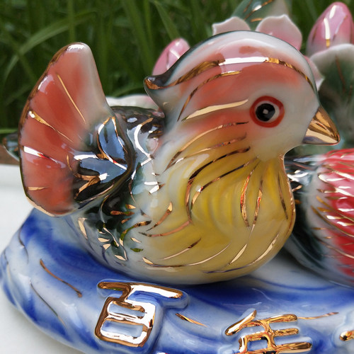 陶瓷鸳鸯摆件一对卧室摆设结婚礼品送新人祝福卧室床头创意摆设